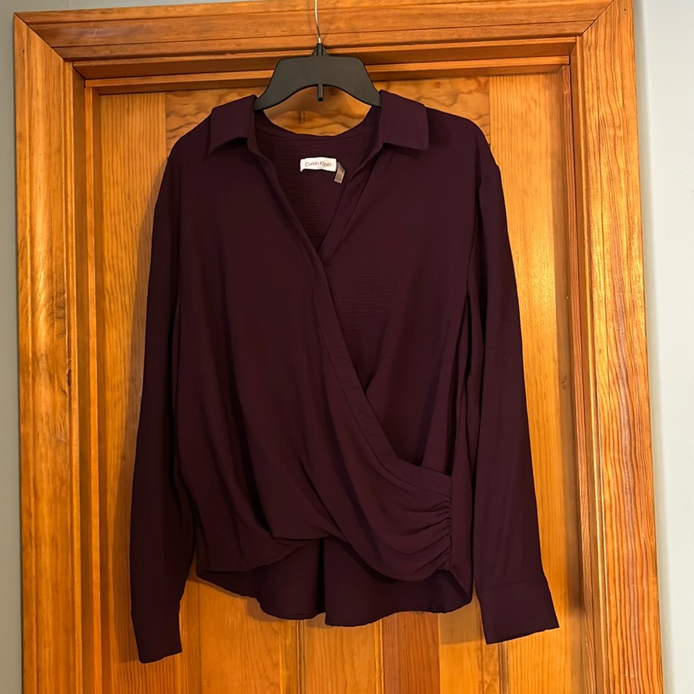 Calvin Klein purple wrap top